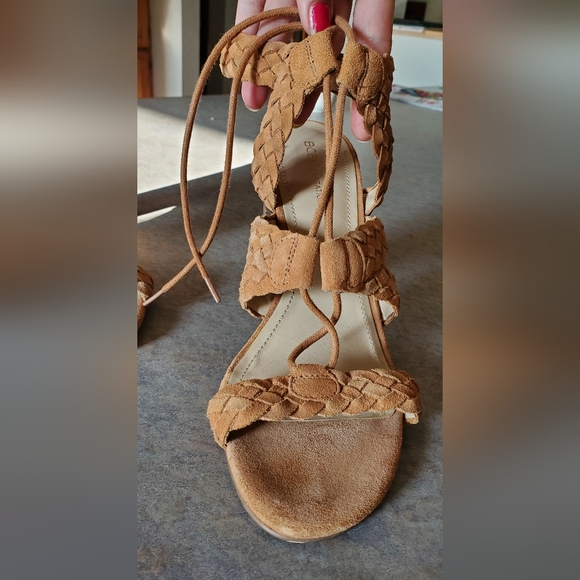 BCBG Tan Braided Leather Lorette Heels - Picture 6 of 8